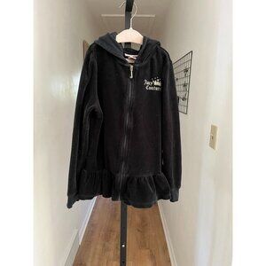 EUC Juicy Couture Girls' 8/10 Black Velour Zip Hoodie With Rhinestones